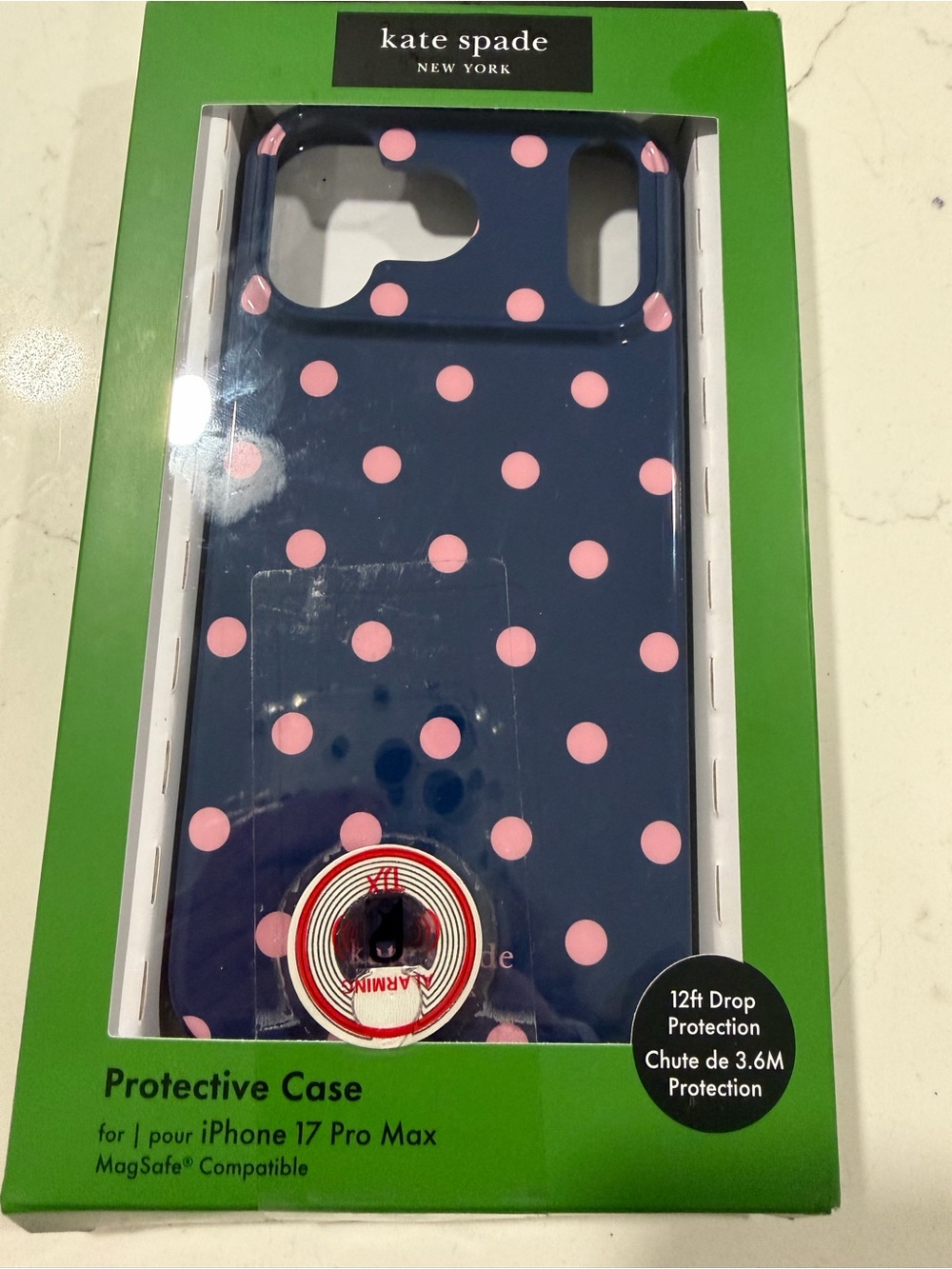 kate spade Navy with Pink Polka Dot iPhone 17 Pro Max Case